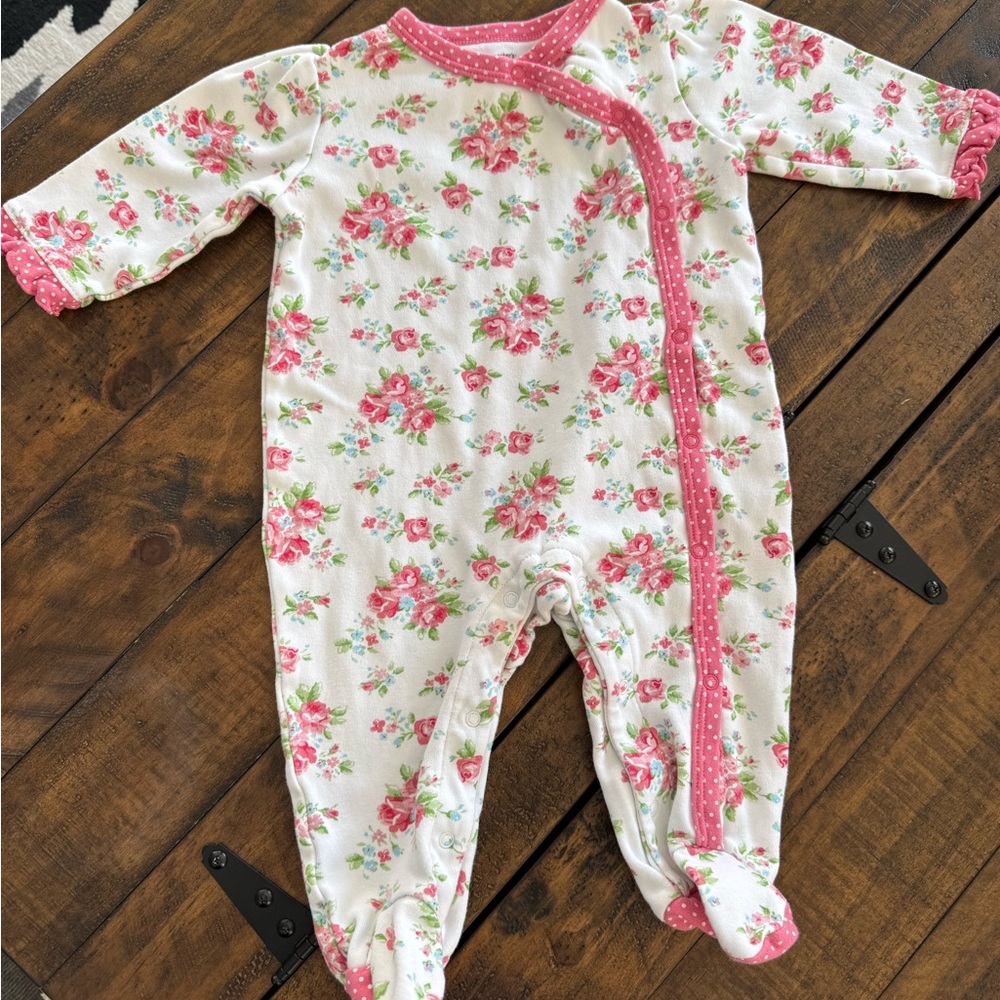 Carters Pink Floral Baby One-Piece Footed Sleeper